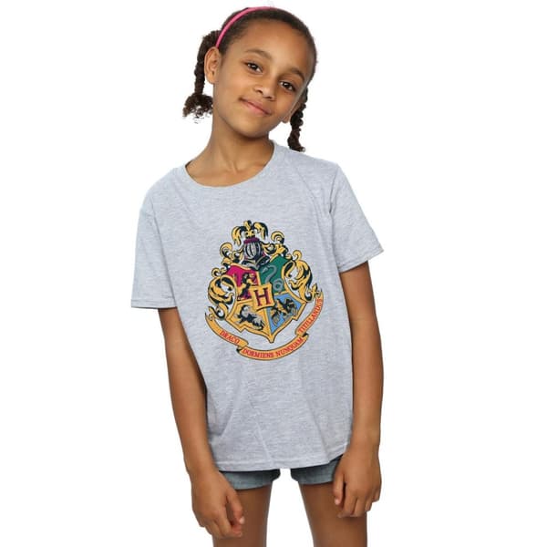 Harry Potter Girls Hogwarts Crest Gold Ink Cotton T-Shirt