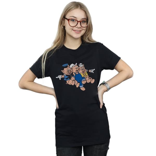 Disney Womens/Ladies Three Little Pigs Jump Cotton Boyfriend T-Shirt