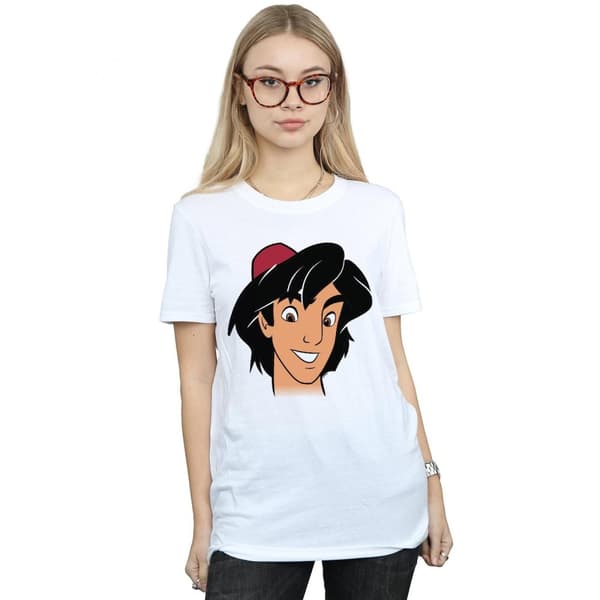 Disney Dam/Tjej Aladdin Headshot Boyfriend T-shirt i bomull
