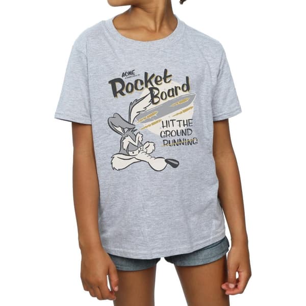 Looney Tunes Wile E Coyote Rocket Board T-shirt i bomull för flickor