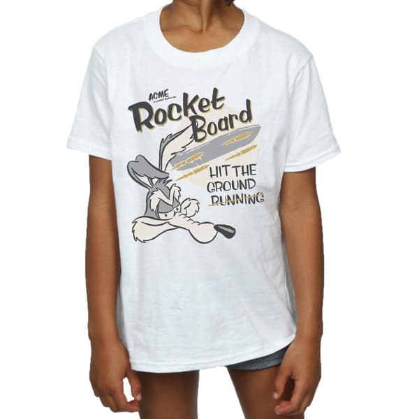 Looney Tunes Wile E Coyote Rocket Board T-shirt i bomull för flickor