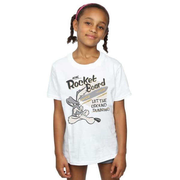 Looney Tunes Wile E Coyote Rocket Board T-shirt i bomull för flickor