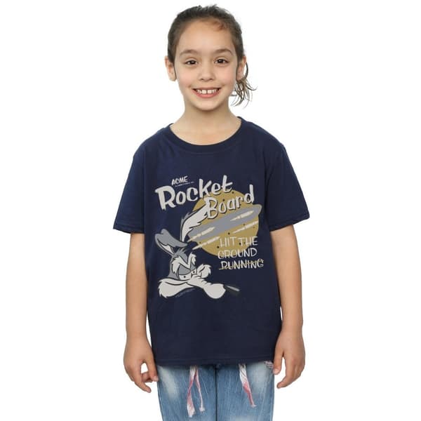 Looney Tunes Wile E Coyote Rocket Board T-shirt i bomull för flickor