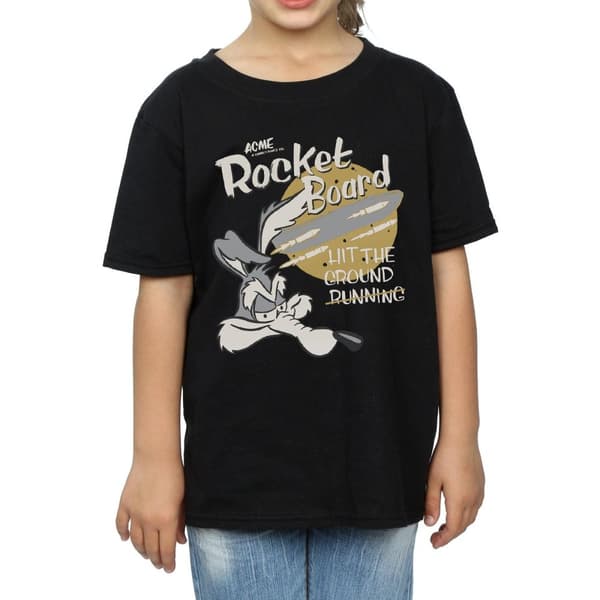 Looney Tunes Wile E Coyote Rocket Board T-shirt i bomull för flickor
