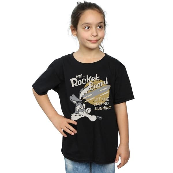 Looney Tunes Wile E Coyote Rocket Board T-shirt i bomull för flickor