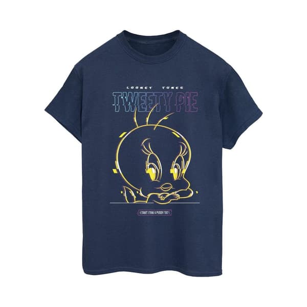 Looney Tunes Womens/Ladies Tweety Glitch Cotton Boyfriend T-Shirt