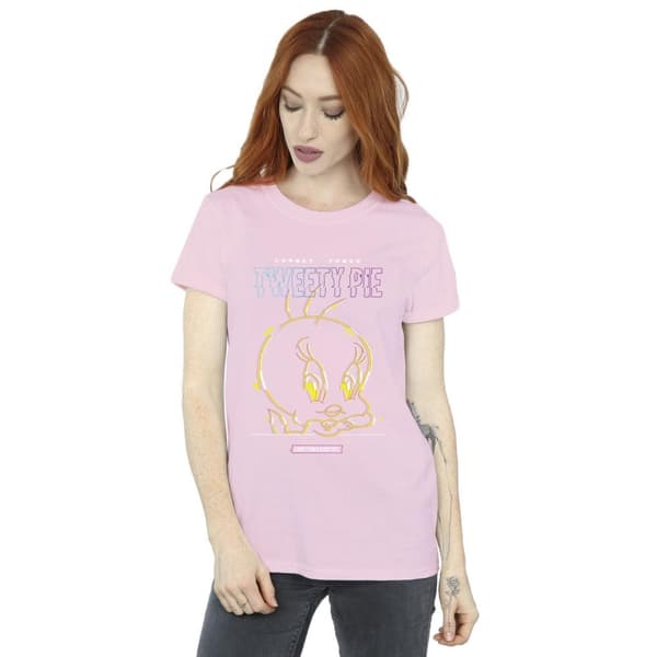 Looney Tunes Womens/Ladies Tweety Glitch Cotton Boyfriend T-Shirt