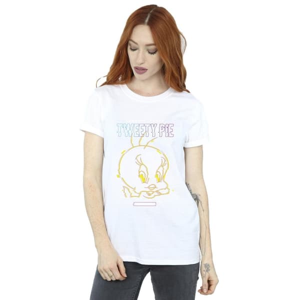 Looney Tunes Womens/Ladies Tweety Glitch Cotton Boyfriend T-Shirt