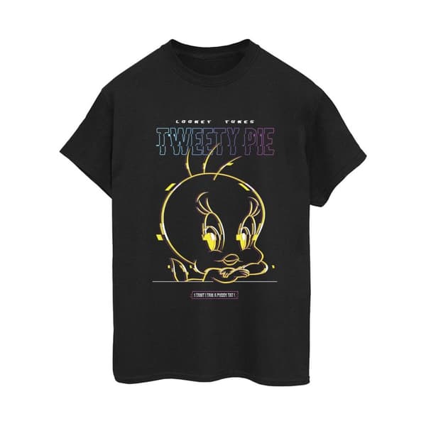 Looney Tunes Womens/Ladies Tweety Glitch Cotton Boyfriend T-Shirt