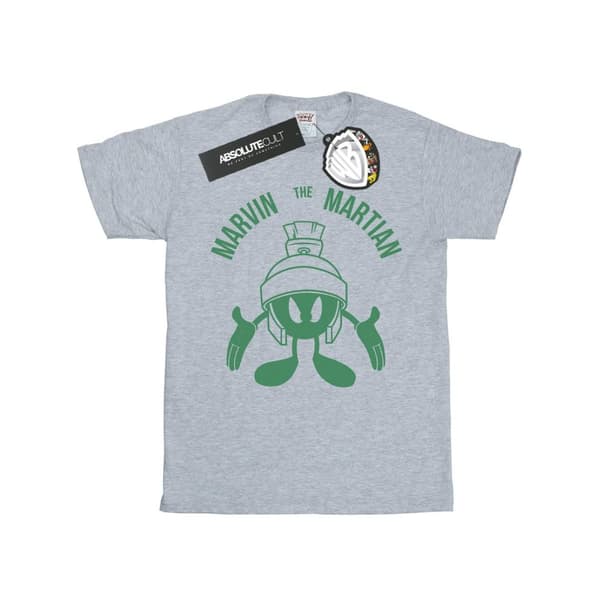 Looney Tunes Marvin The Martian - T-shirt med stort huvud för pojkar Sports Grey 9-11 Years