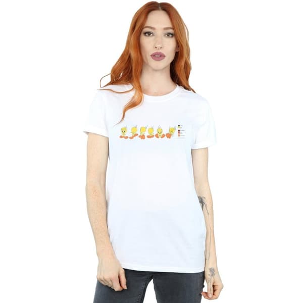 Looney Tunes Dam/Tjej Tweety Pie Färgkod Bomull Boyfriend T-shirt