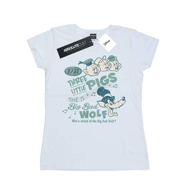 Disney Dam/Tjej Tre små grisar som är rädda för den stora stygga vargen T-shirt i bomull