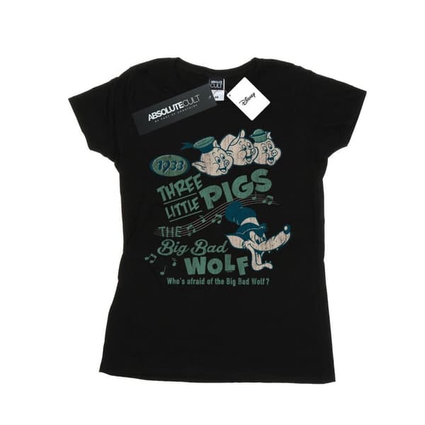Disney Dam/Tjej Tre små grisar som är rädda för den stora stygga vargen T-shirt i bomull