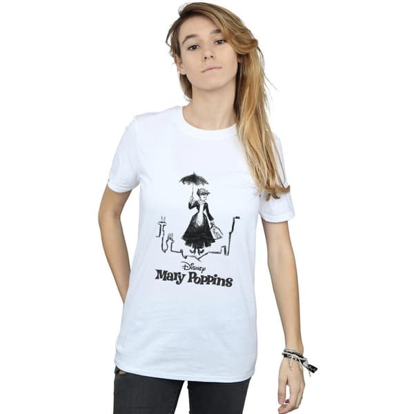 Disney Womens/Ladies Mary Poppins Rooftop Landing Cotton Boyfriend T-Shirt