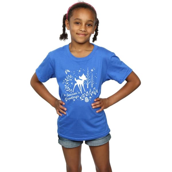 Disney Girls Bambi Christmas Greetings Cotton T-Shirt