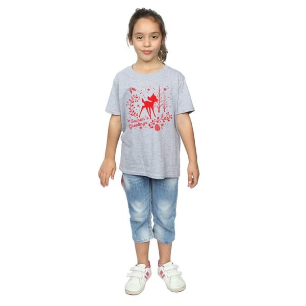 Disney Girls Bambi Christmas Greetings Cotton T-Shirt