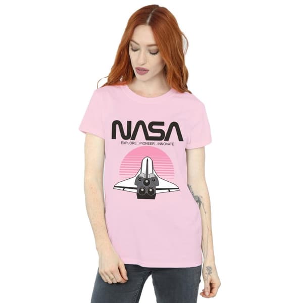 NASA Womens/Ladies Space Shuttle Sunset Cotton Boyfriend T-Shirt