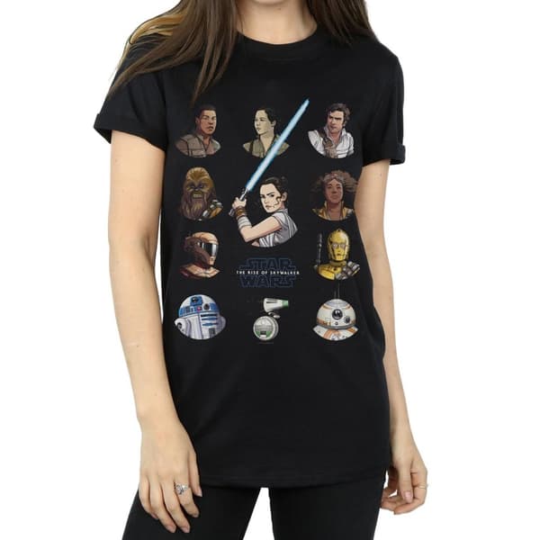 Star Wars The Rise Of Skywalker Womens/Ladies Resistance Character Line Up Cotton Boyfriend T-Shirt