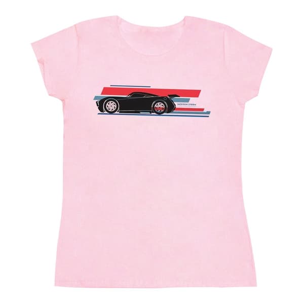 Disney Dam/Tjej Cars Jackson Storm Stripes T-shirt i bomull Baby Pink L