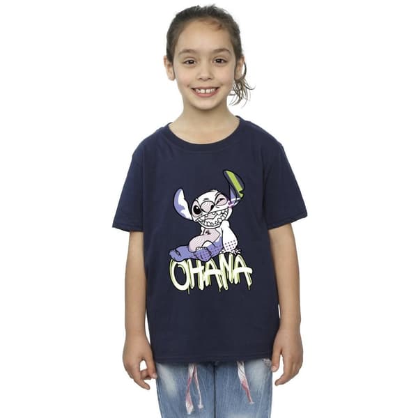 Disney Lilo And Stitch Ohana Graffiti bomulls-T-shirt för flickor
