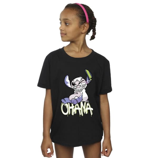 Disney Lilo And Stitch Ohana Graffiti bomulls-T-shirt för flickor