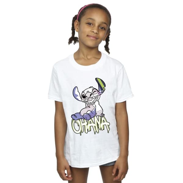 Disney Lilo And Stitch Ohana Graffiti bomulls-T-shirt för flickor