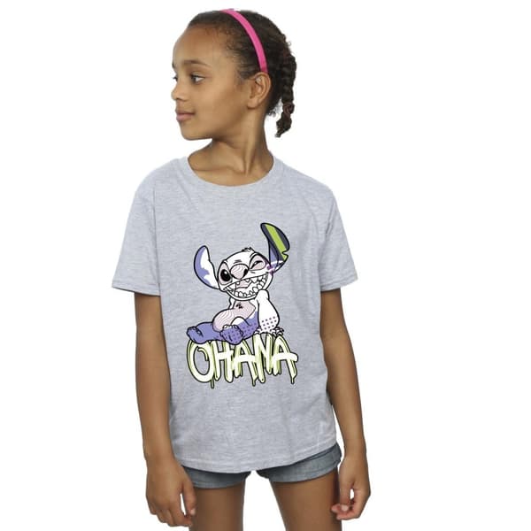 Disney Lilo And Stitch Ohana Graffiti bomulls-T-shirt för flickor