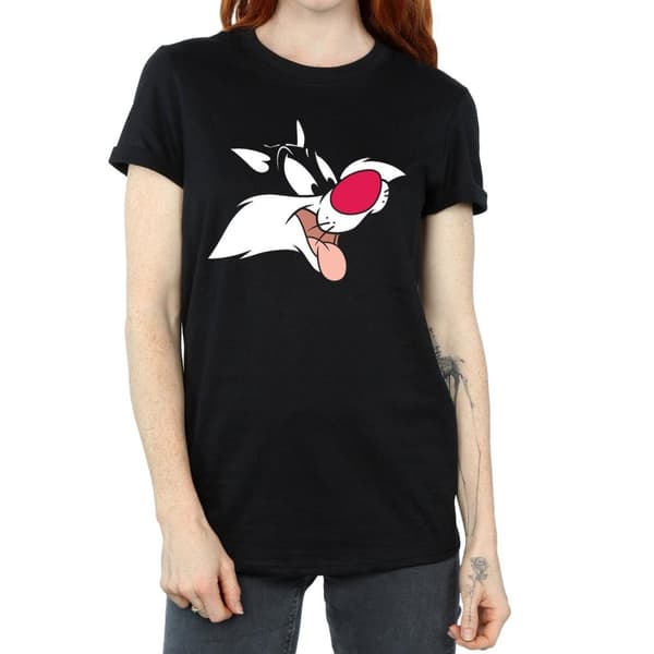 Looney Tunes Dam/dam Sylvester Face Boyfriend T-shirt i bomull