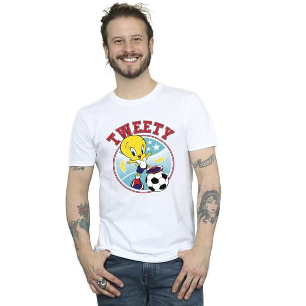 Looney Tunes Mens Tweety Football Circle T-Shirt