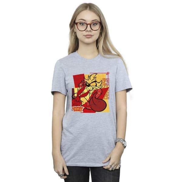 Looney Tunes Womens/Ladies Taz Bugs Rabbit New Year Cotton Boyfriend T-Shirt