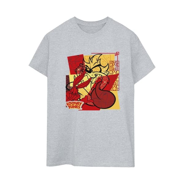 Looney Tunes Womens/Ladies Taz Bugs Rabbit New Year Cotton Boyfriend T-Shirt