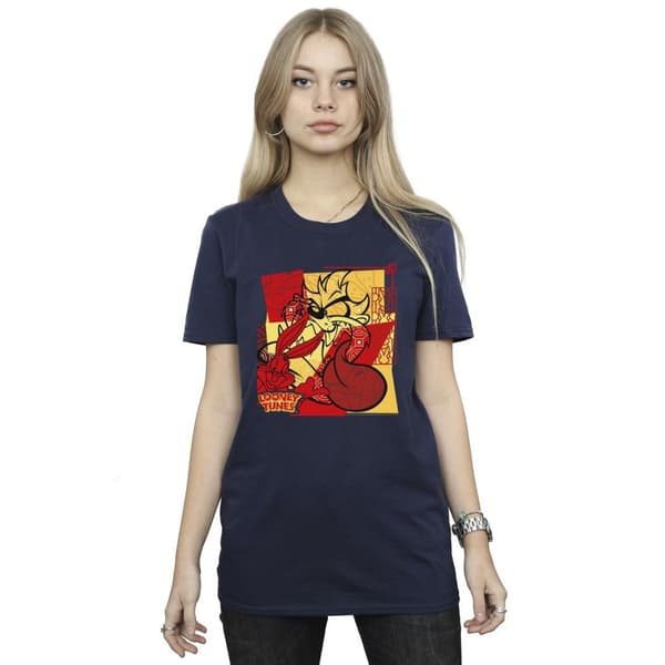 Looney Tunes Womens/Ladies Taz Bugs Rabbit New Year Cotton Boyfriend T-Shirt