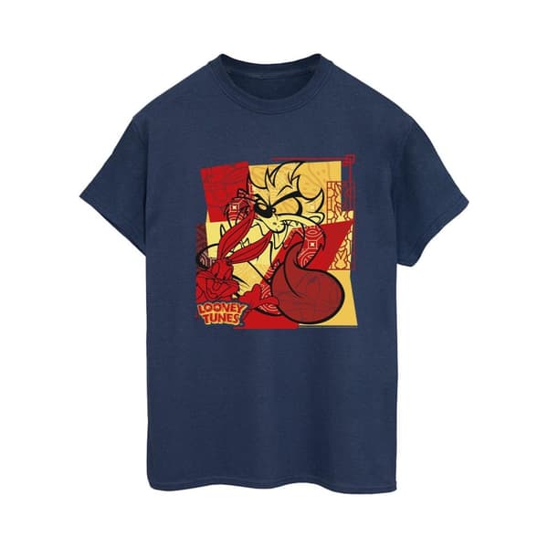 Looney Tunes Womens/Ladies Taz Bugs Rabbit New Year Cotton Boyfriend T-Shirt