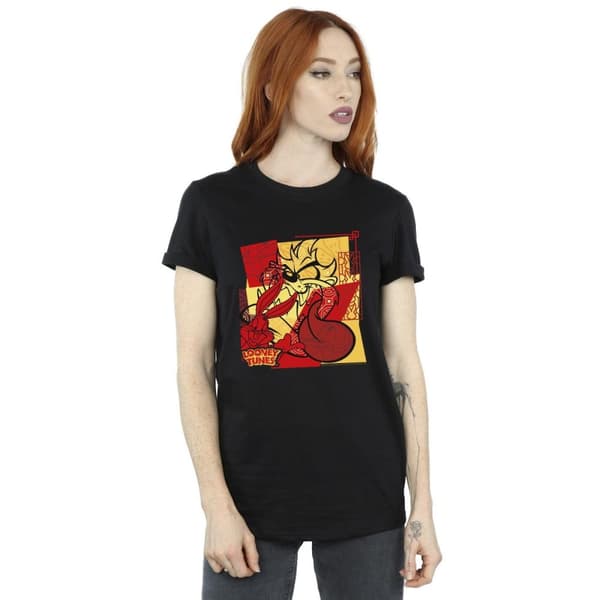 Looney Tunes Womens/Ladies Taz Bugs Rabbit New Year Cotton Boyfriend T-Shirt