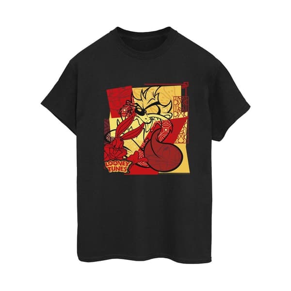 Looney Tunes Womens/Ladies Taz Bugs Rabbit New Year Cotton Boyfriend T-Shirt