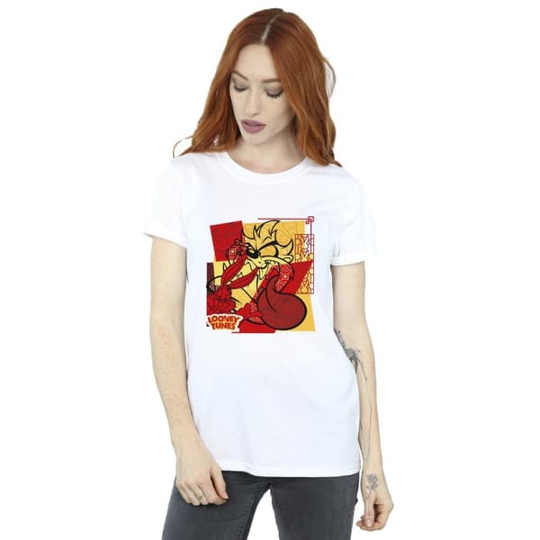 Looney Tunes Womens/Ladies Taz Bugs Rabbit New Year Cotton Boyfriend T-Shirt
