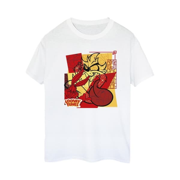 Looney Tunes Womens/Ladies Taz Bugs Rabbit New Year Cotton Boyfriend T-Shirt