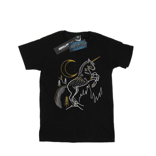 Harry Potter Boys Unicorn Line Art T-Shirt Black 9-11 Years