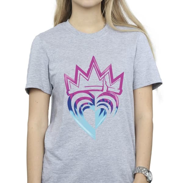 Disney Womens/Ladies Descendants Pink Crown Cotton Boyfriend T-Shirt