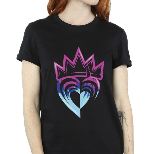 Disney Womens/Ladies Descendants Pink Crown Cotton Boyfriend T-Shirt
