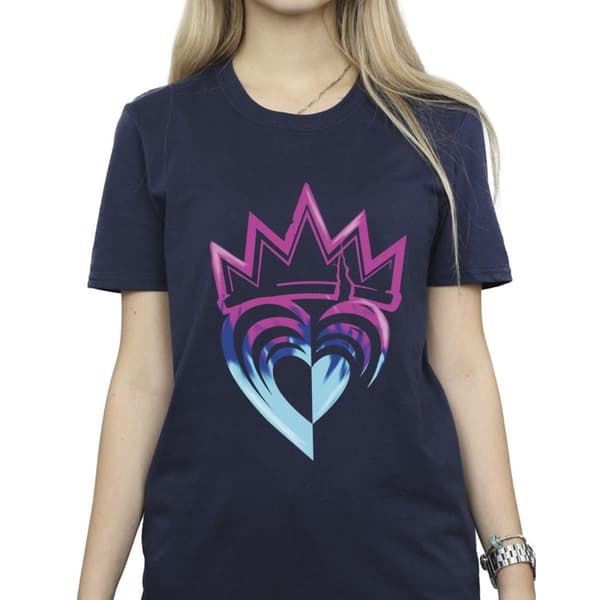 Disney Womens/Ladies Descendants Pink Crown Cotton Boyfriend T-Shirt