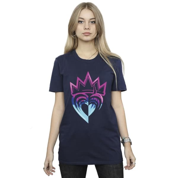 Disney Womens/Ladies Descendants Pink Crown Cotton Boyfriend T-Shirt