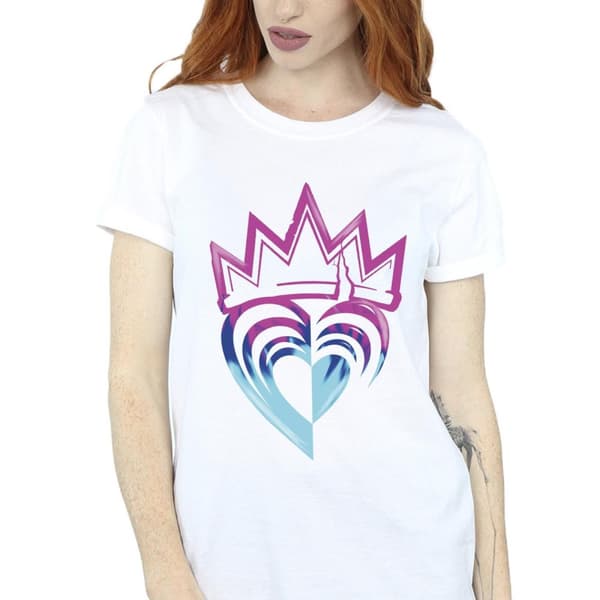 Disney Womens/Ladies Descendants Pink Crown Cotton Boyfriend T-Shirt
