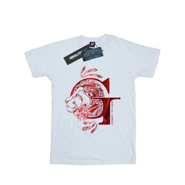 Harry Potter Girls Gryffindor Lion Cotton T-Shirt White 5-6 Years