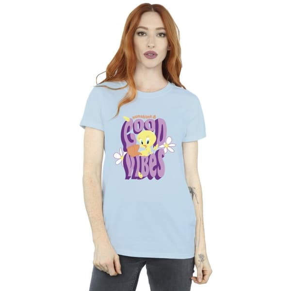 Looney Tunes Dam/Tjej Tweeday Sunshine & Good Vibes Boyfriend T-shirt i bomull