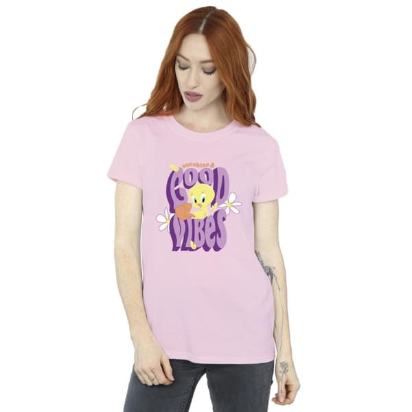 Looney Tunes Dam/Tjej Tweeday Sunshine & Good Vibes Boyfriend T-shirt i bomull