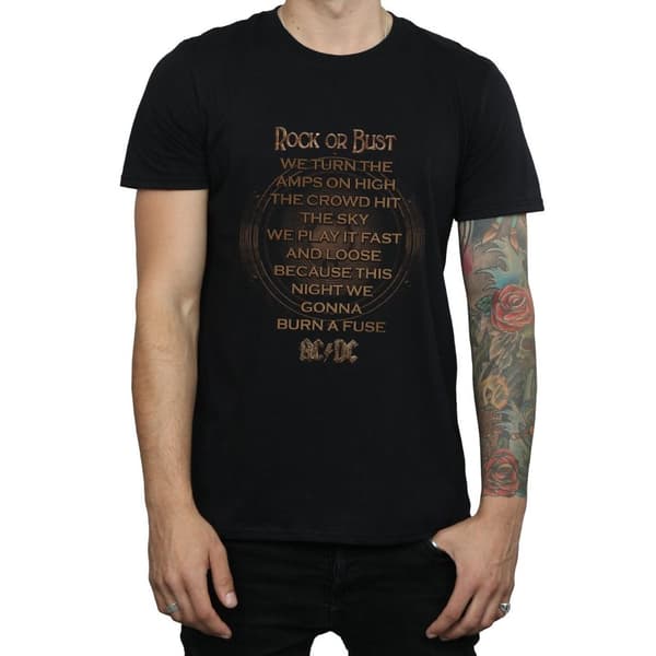 AC/DC Mens Rock Or Bust Lyrics T-Shirt