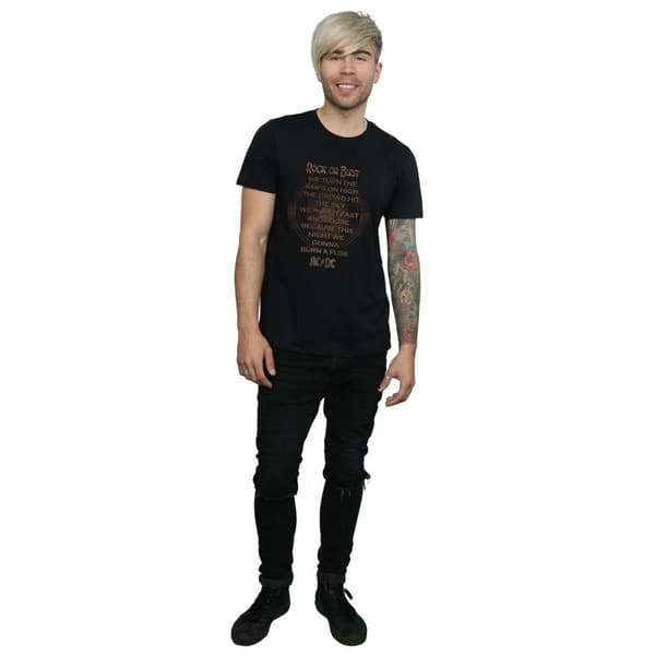 AC/DC Mens Rock Or Bust Lyrics T-Shirt