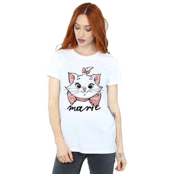 Disney Dam/Tjej Aristocats Marie Sketch Face Boyfriend T-shirt i bomull