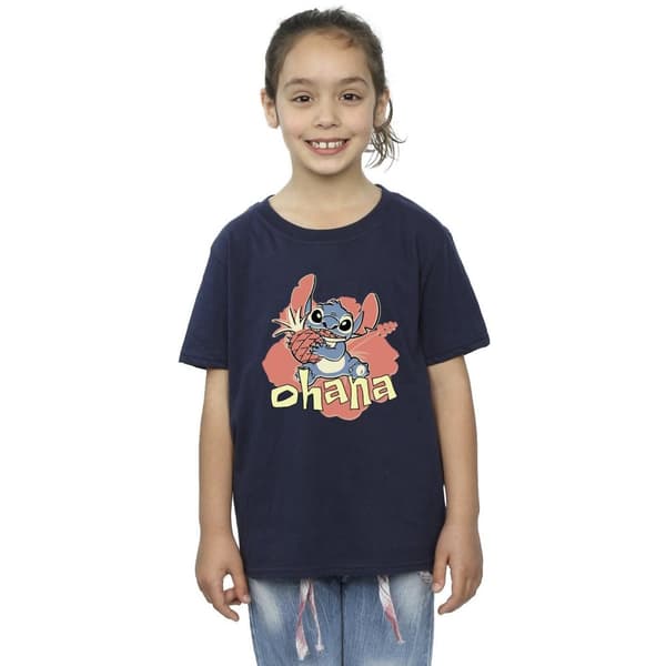 Disney Lilo And Stitch Ohana Pineapple T-shirt i bomull för flickor